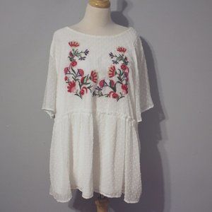 Shein Curve 3XL White Short Sleeve Shirt Top